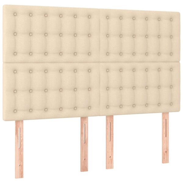 VidaXL LED Ágyfejtámla - Krémszínű Szövet - 144x5x118/128cm