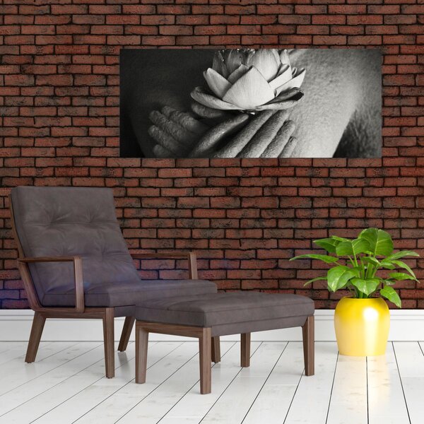Kép - Lótusz Buddha kezében (120x50 cm)