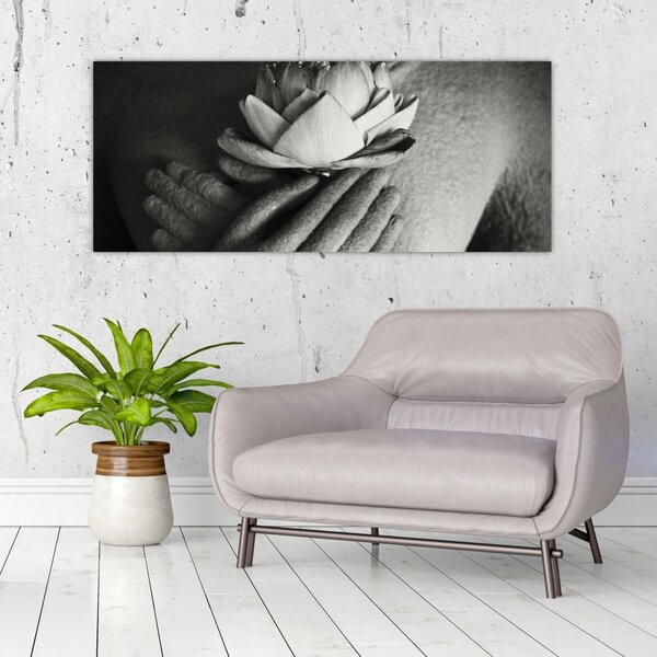 Kép - Lótusz Buddha kezében (120x50 cm)