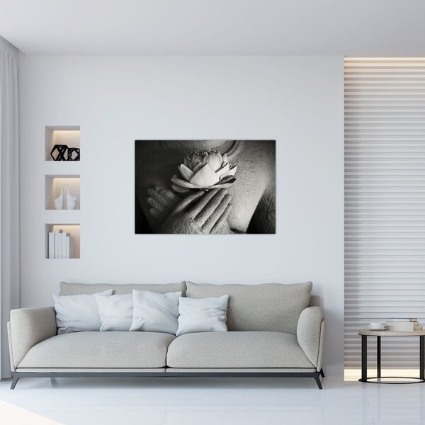 Kép - Lótusz Buddha kezében (90x60 cm)