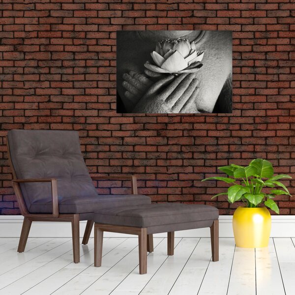 Kép - Lótusz Buddha kezében (70x50 cm)