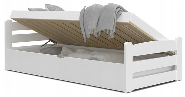 GL DÁVID felnyitható ágyneműtartós ágy 90x200 - fehér