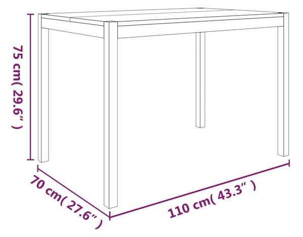 VidaXL Akácfa Étkezőasztal - 110x70x75 cm