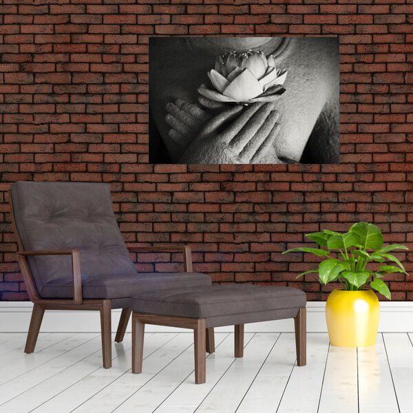 Kép - Lótusz Buddha kezében (90x60 cm)