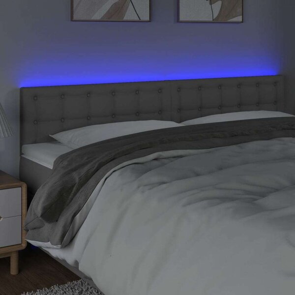 VidaXL szürke műbőr LED-es fejtámla 180 x 5 x 78/88 cm