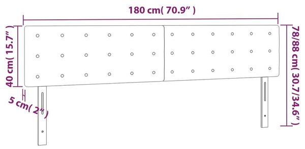 VidaXL szürke műbőr LED-es fejtámla 180 x 5 x 78/88 cm