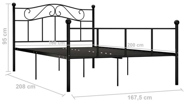 VidaXL Fém Ágykeret - Fekete - 160x200 cm