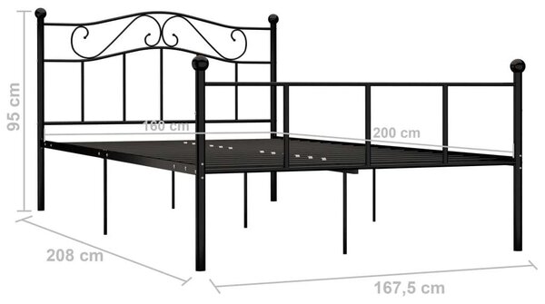 VidaXL Fém Ágykeret - Fekete - 160x200 cm