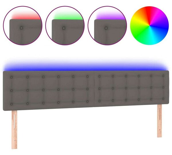 VidaXL szürke műbőr LED-es fejtámla 180 x 5 x 78/88 cm