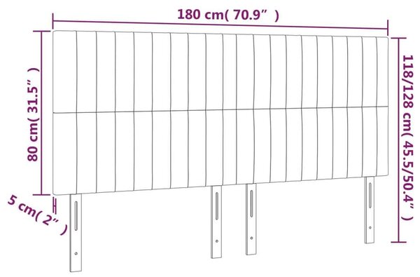 VidaXL sötétkék bársony LED-es fejtámla 180x5x118/128 cm