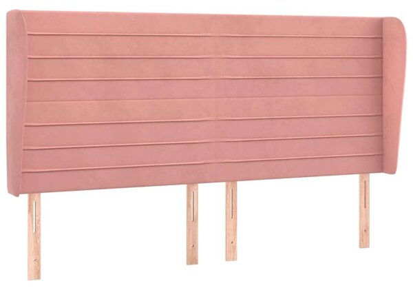 VidaXL Rózsaszín Bársony Fejtámla Szárnyakkal - 203x23x118/128cm