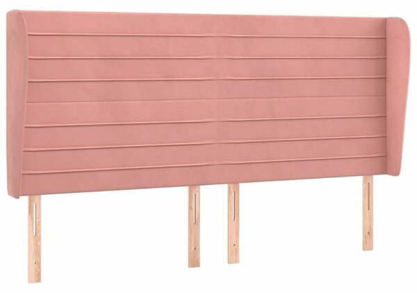 VidaXL Rózsaszín Bársony Fejtámla Szárnyakkal - 203x23x118/128cm