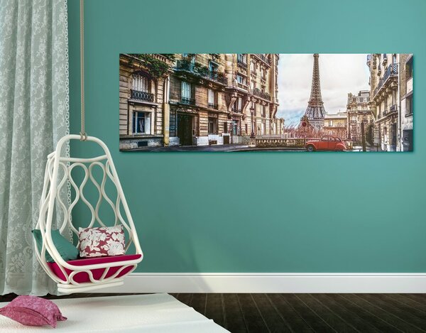 Kép kilátás az Eiffel toronyra Párizsi utcából