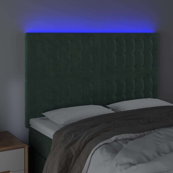 Bársony LED Fejtámla - Sötétzöld - 144x128cm