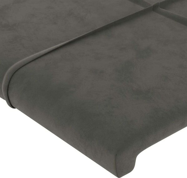 VidaXL sötétszürke bársony LED-es fejtámla 203 x 16 x 78/88 cm