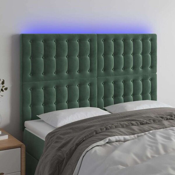 Bársony LED Fejtámla - Sötétzöld - 144x128cm