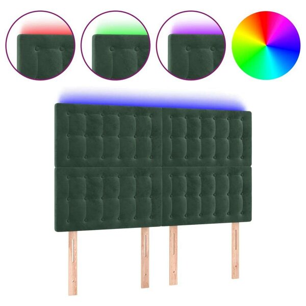 Bársony LED Fejtámla - Sötétzöld - 144x128cm