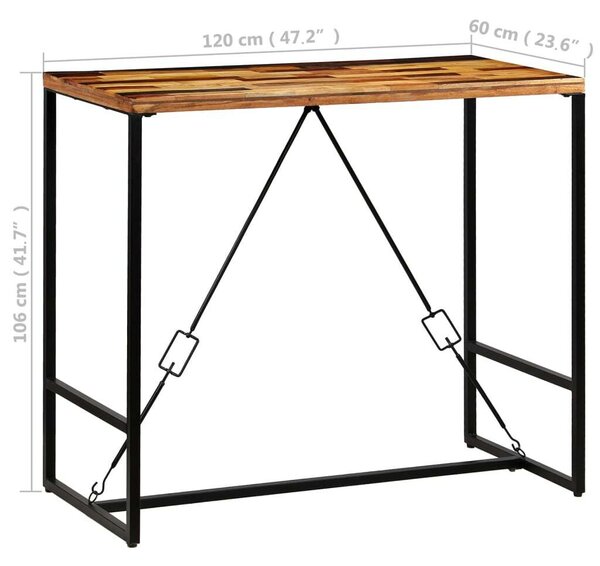 VidaXL újrahasznosított tömör fa bárasztal 120 x 60 x 106 cm