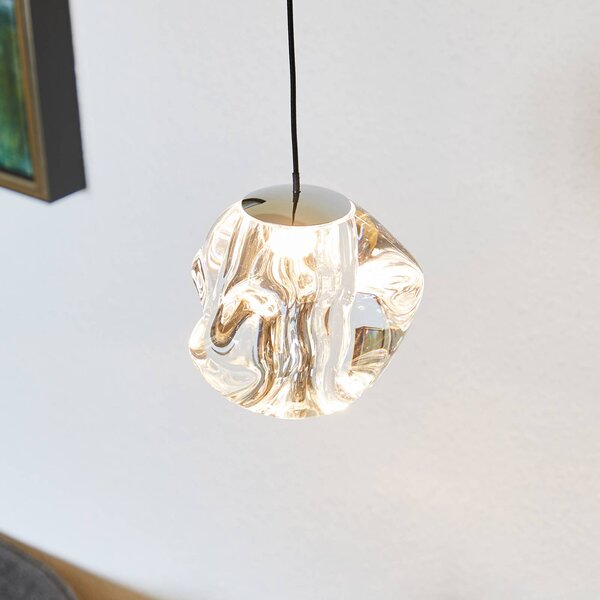 LOOM DESIGN LED-es függőlámpa Ice Ball, króm/tiszta, Ø 10,5 cm, dimmelhető, Króm / ezüst, Nappali / Étkező, Műanyag, Modern