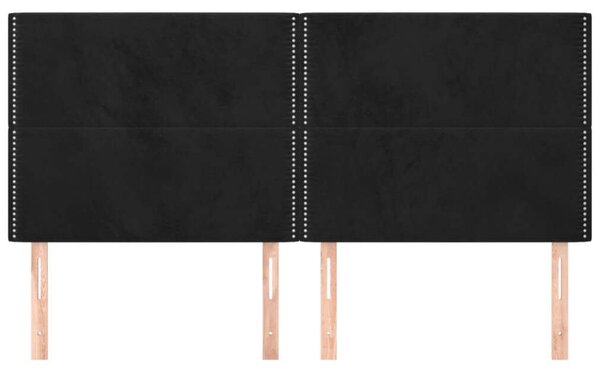 Fekete Bársony Fejtámla Szett - 4 db - 100x5x78/88 cm