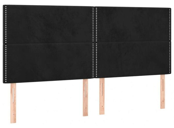 Fekete Bársony Fejtámla Szett - 4 db - 100x5x78/88 cm