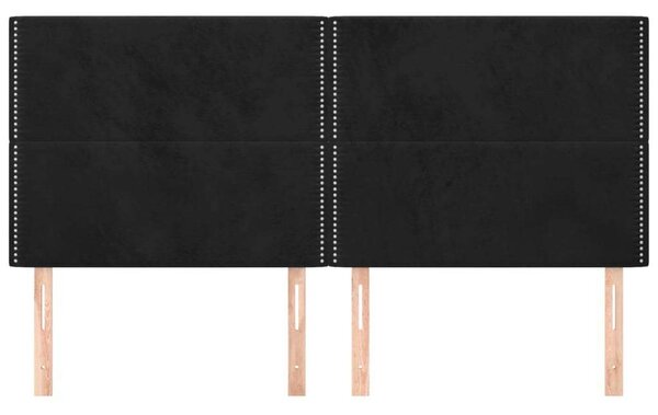 Fekete Bársony Fejtámla Szett - 4 db - 100x5x78/88 cm