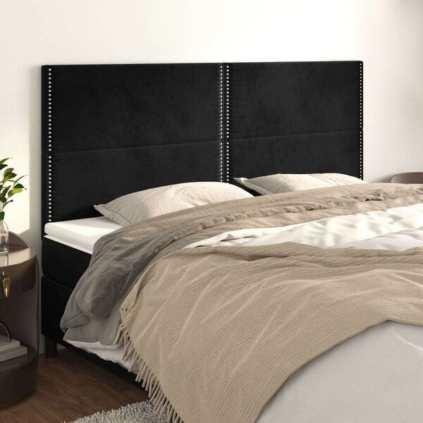 Fekete Bársony Fejtámla Szett - 4 db - 100x5x78/88 cm