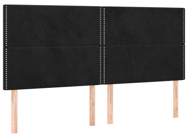 Fekete Bársony Fejtámla Szett - 4 db - 100x5x78/88 cm
