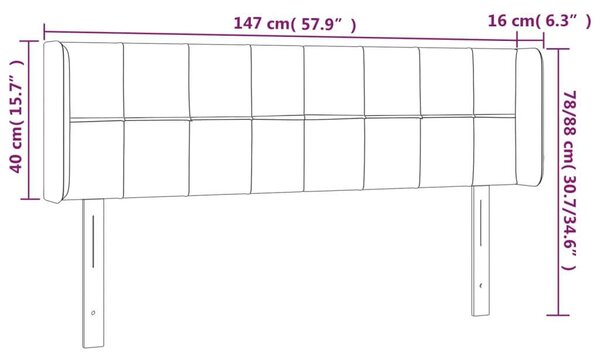 VidaXL LED-es Fejtámla - Bársony - Fekete - 147cm
