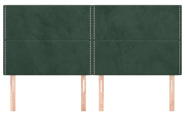 VidaXL 4 db sötétzöld bársony fejtámla 90x5x78/88 cm