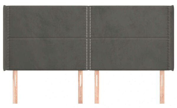 VidaXL Ágyfejtámla - Bársony - Sötétszürke - 203x16x118/128cm
