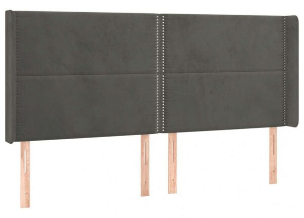 VidaXL Ágyfejtámla - Bársony - Sötétszürke - 203x16x118/128cm