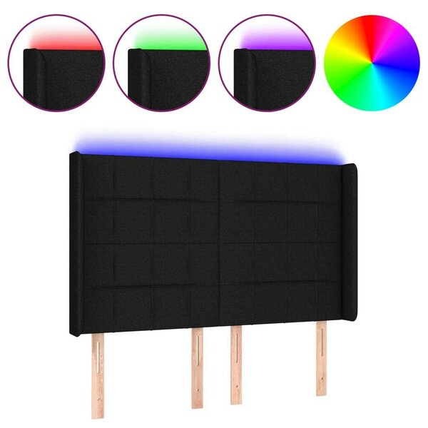 VidaXL Fekete Szövet LED Fejtámla - 144x5x118/128 cm