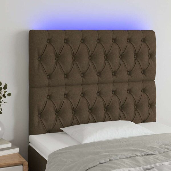 VidaXL LED Ágyfejtámla - Sötétbarna - 100x128cm