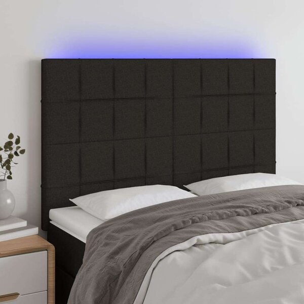 VidaXL Fekete Szövet LED Fejtámla - 144x5x118/128 cm