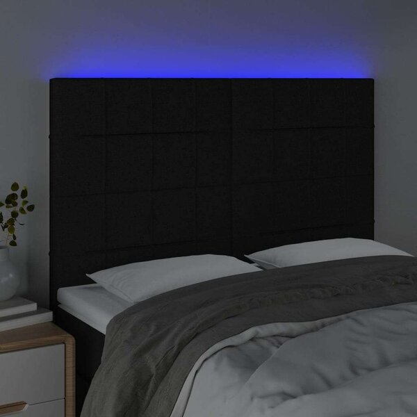 VidaXL Fekete Szövet LED Fejtámla - 144x5x118/128 cm