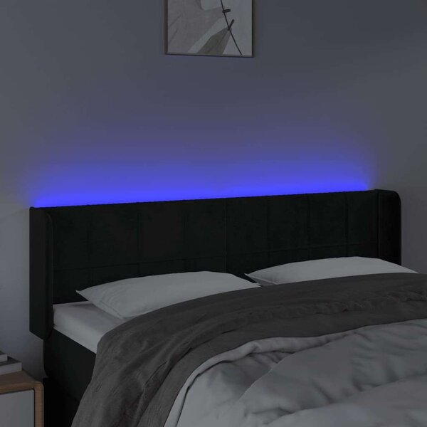 VidaXL LED-es Fejtámla - Bársony - Fekete - 147cm