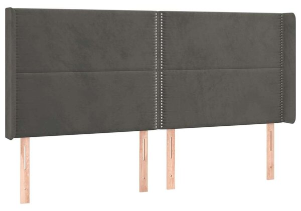 VidaXL Ágyfejtámla - Bársony - Sötétszürke - 203x16x118/128cm