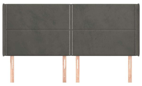 VidaXL Ágyfejtámla - Bársony - Sötétszürke - 203x16x118/128cm