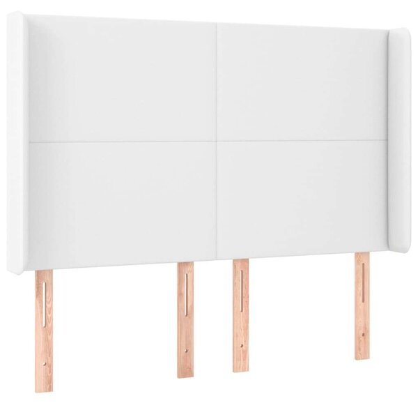 VidaXL Fehér Műbőr Ágyfejtámla Szárnyakkal - 147x16x118/128 cm