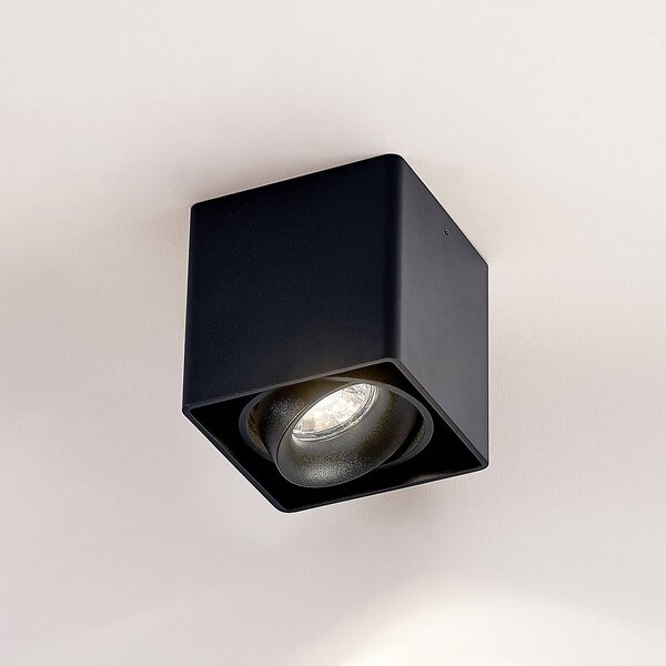 Arcchio Kubika downlight, 9 cm, fekete, 1 lámpa, fém, fényszóró, dimmelhető, Fekete, Folyosó, Alumínium, Modern
