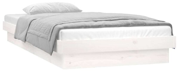 VidaXL fehér tömör fa ágykeret LED-világítással 90 x 200 cm
