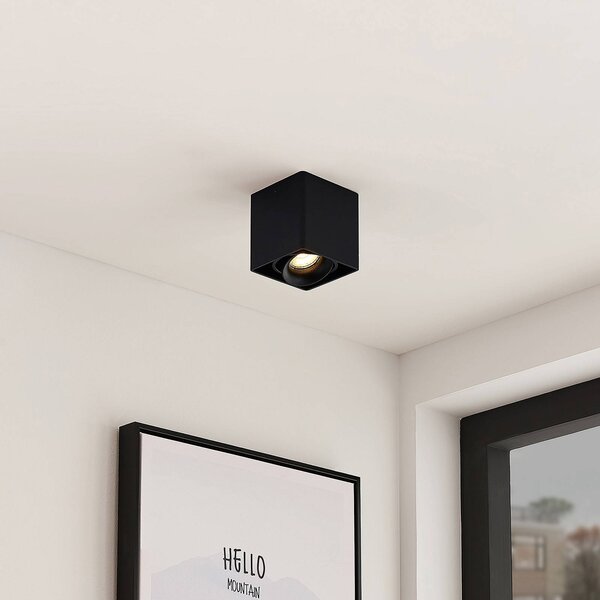 Arcchio Kubika downlight, 9 cm, fekete, 1 lámpa, fém, fényszóró, dimmelhető, Fekete, Folyosó, Alumínium, Modern