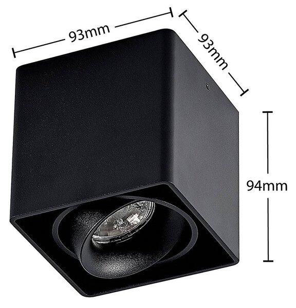Arcchio Kubika downlight, 9 cm, fekete, 1 lámpa, fém, fényszóró, dimmelhető, Fekete, Folyosó, Alumínium, Modern