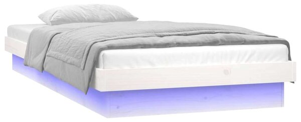 VidaXL fehér tömör fa ágykeret LED-világítással 90 x 200 cm