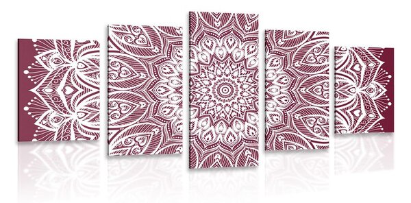 5 részes kép Mandala harmóniája rózsaszínű háttéren