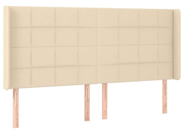 VidaXL LED-es Fejtámla - Krémszínű Szövet - 203x16x118/128 cm