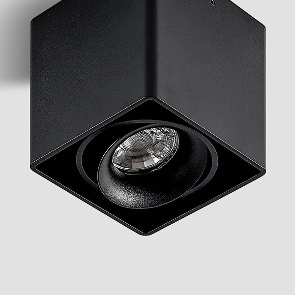 Arcchio Kubika downlight, 9 cm, fekete, 1 lámpa, fém, fényszóró, dimmelhető, Fekete, Folyosó, Alumínium, Modern