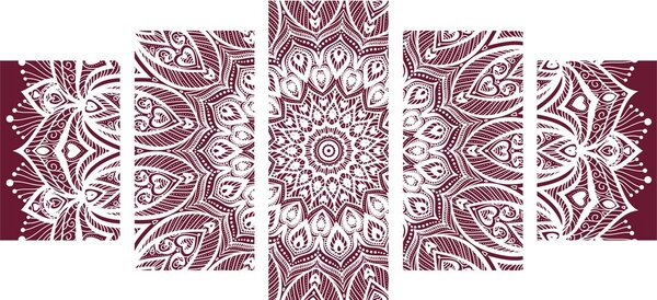 5 részes kép Mandala harmóniája rózsaszínű háttéren