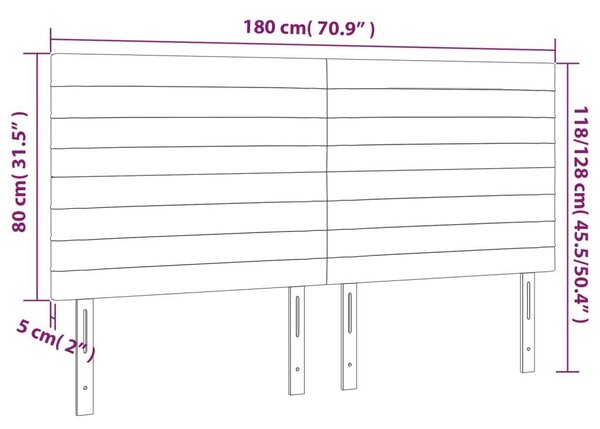 VidaXL LED-es Bársony Fejtámla - Rózsaszín - 180x5x118/128cm